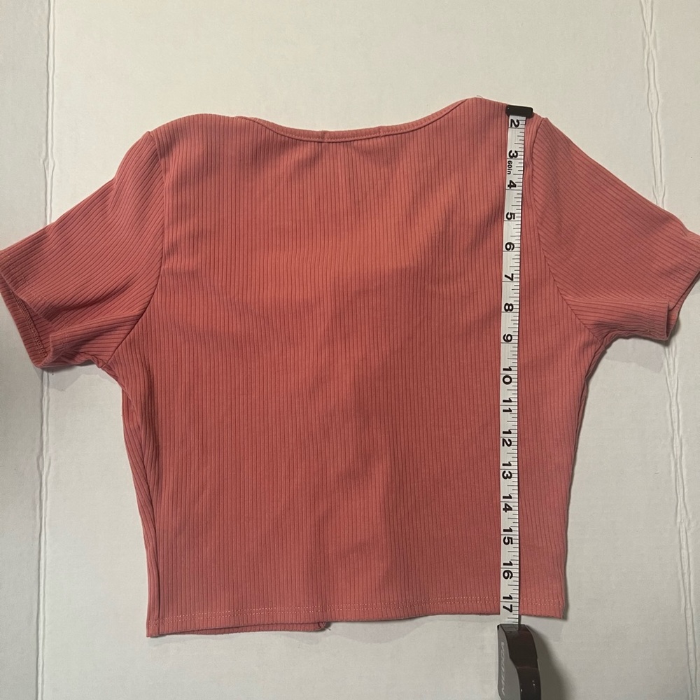 Women's Papaya Pink Tie-Front Top - Picture 5 of 5